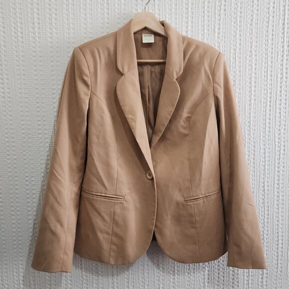 Vintage Blair Women's Tan One Button Blazer Jacket Size 10 - Picture 2 of 13